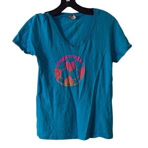 Puma Blue and Pink Fitted Short Sleeve T-Shirt Juniors Size Small